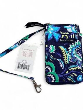 Bella Taylor Navy Blue Floral Wristlet Wallet